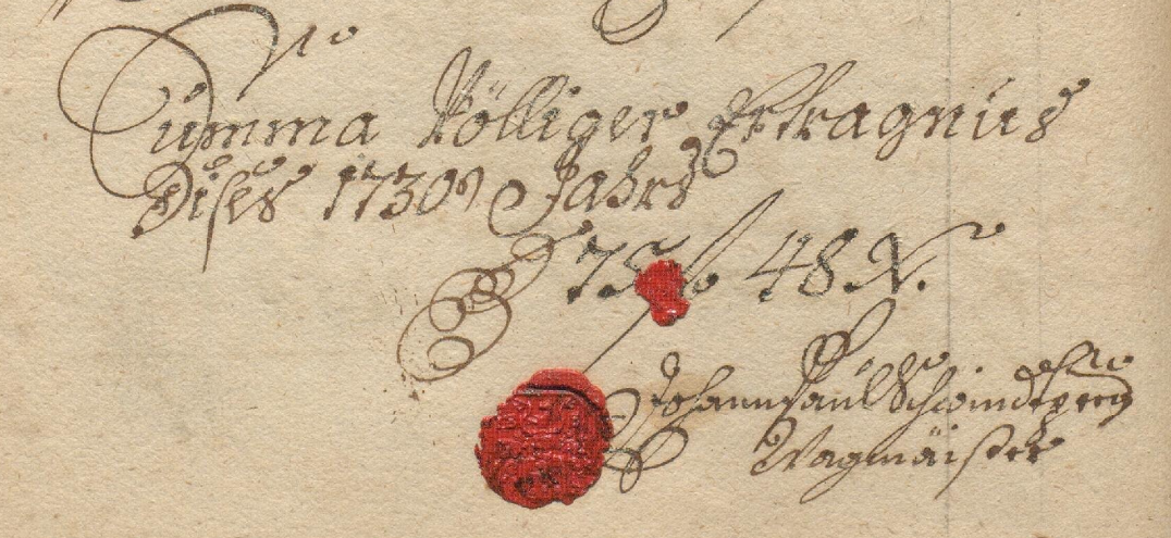 Detail aus Niederlagsbuch mit Handschrift